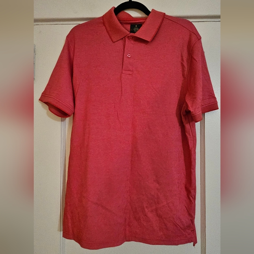 Men's Premium Cotton Polo Pink/Red Size Med